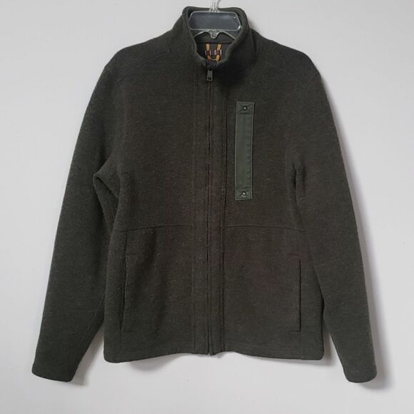Timberland Jacket Mens Medium Ribbed Wool Blend Fleece Lined Mock Neck Jacket - Picture 1 of 8